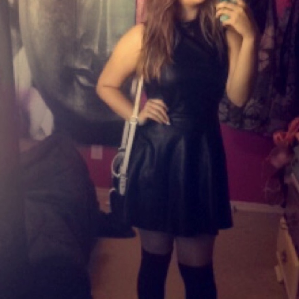 Black Pleather Skater dress
